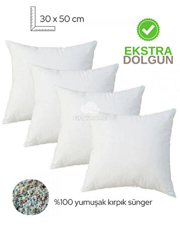 4 ADET Kırlent iç dolgu 30 x 50 cm - kırlent içi - iç yastık Dolgusu 100% Kırpık Sünger