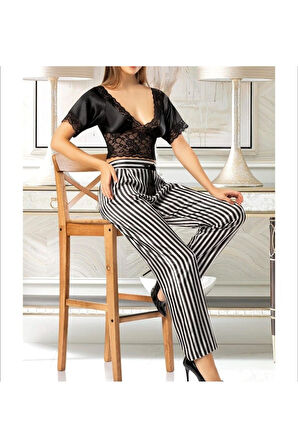 Kadın Saten 2'li Dantel Detaylı Pijama Takımı LL.N1.I0.LA.012