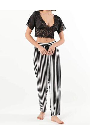 Kadın Saten 2'li Dantel Detaylı Pijama Takımı LL.N1.I0.LA.012