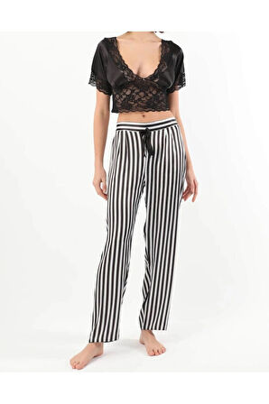 Kadın Saten 2'li Dantel Detaylı Pijama Takımı LL.N1.I0.LA.012