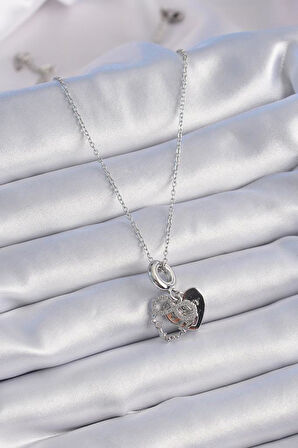 Narin Boyunlar için Silver Çelik Zirkonlu Sonsuz Kalp Charm Kolye