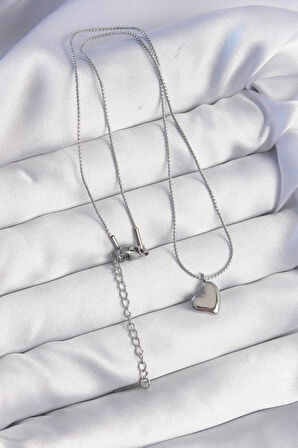Narin Boyunlar için Çelik Silver Mini Kalp Kolye