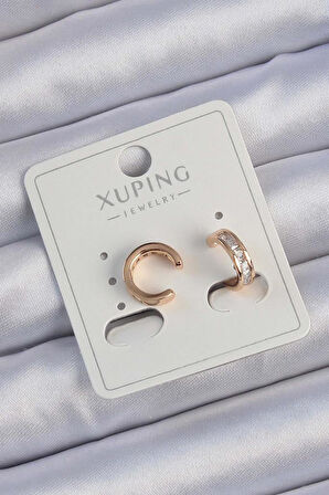 Narin Kulaklar için Xuping Stil Zirkonlu Kaplama Earcuff Tasarım Küpe