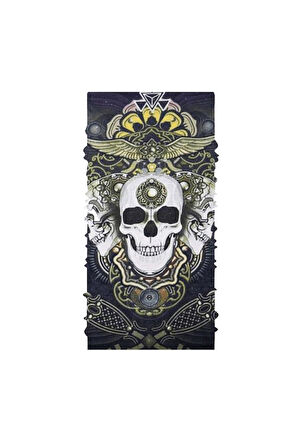 Gösteri Kostümü içim Gri Beyaz Likralı Kuru Kafa Bandana 280X450MM