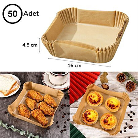 Şef Aşçı için 50AD Air Fryer Kağıdı Yağ Geçirmez Yapışmaz Kare Tabak