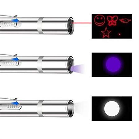 Evcil Dostım Kedi için Usb Şarjlı 3MOD Kırmızı Uşılı Beyaz Led gösteri ateşili Uv Oyun Işığı