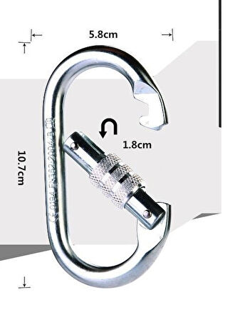 İş Güvenliği için Otomatik Kilitli Oval Çelik Karabina