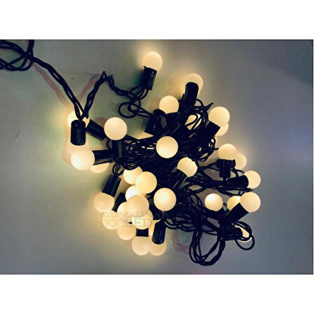 Bahçe Keyfi için Fişli 5MT Siyah Kablolu Sarı Işıklı 28LED Mini Topçuk Aydınlatma