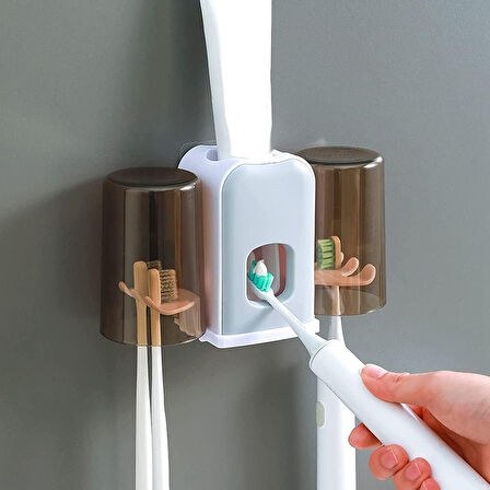 Banyo Dekoru için Fayansa Duvara Yapışan 2 Kupalı Otomatik Diş Macunluk