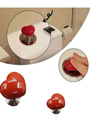 Büro Ev Keyfi için 2 Adet Kalp Tipi Klozet Basma Buton Klozet Sifon Kulbu