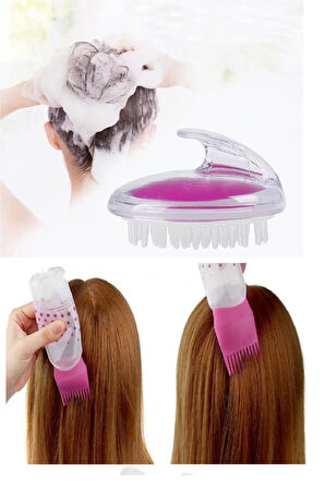Saç Boyama için 2li set Hazneli Taraklı Silikon Duş Yıkama Masaj Bakım Seti
