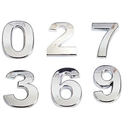 Büro Ev Dekoru için 3ADET 2,5CM Krom Kaplı Plastik Dolap Kapı Numarası Seti
