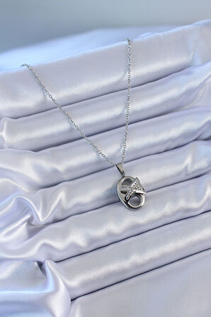 Zarif Kadın için Silver Çelik Zirkonlu Trend Kolye