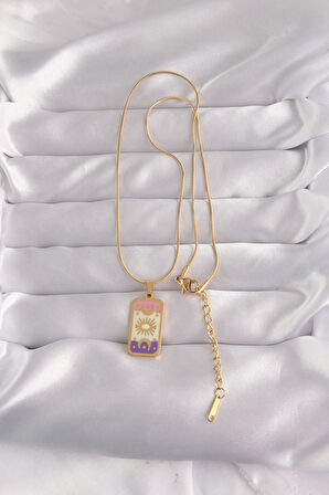 Zarif Kadın için Golden Çelik Karışık Mineli Ay Stil Tarot Kolye