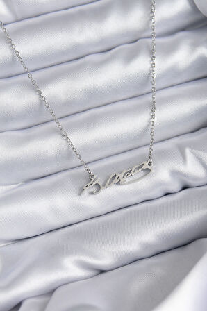 Zarif Kadın için Silver Çelik Zincir Ulu Önder İmza Kolye