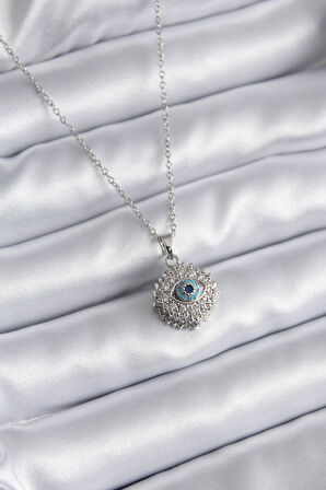 Zarif Kadın için Golden Çelik Zirkonlu Göz Kolye