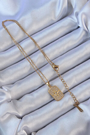 Zarif Kadın için Golden Çelik Zincir Zirkon Kutupyıldız Retro Kolye