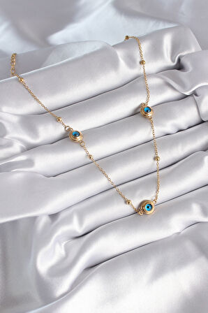 Zarif Kadın için Golden Çelik Nazarlıklı Tarz Kolye