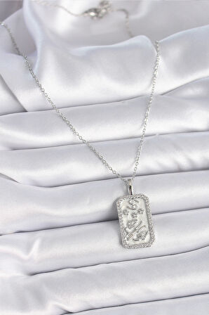 Zarif Kadın için Silver Çelik Zincir Yengeç Burcu Zirkonlu Kolye