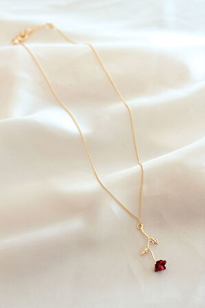 Zarif Kadın için Kırmızı Gül Stil Kolye