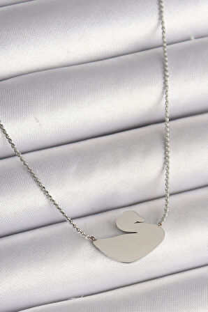 Zarif Kadın için Silver Çelik Zincir Kuğu Biçimli Kolye