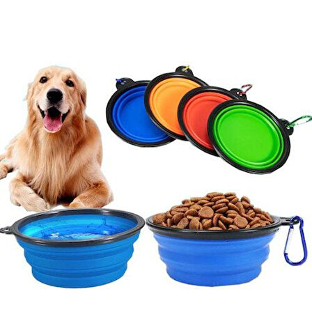 Büro Ev Evcil Hayvanı için Katlanır Kedi Köpek Mama Su Kabı