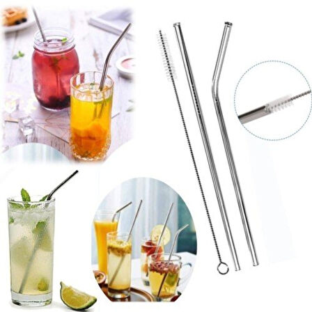 Büro Ev İçecek Keyfi için 2PARÇA Paslanmaz Metal Pipet Fırça Seti