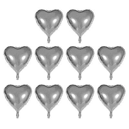 Büro Ev Partisi için 10ADET 100CM Kalp Şekilli Silver Folyo Balon Seti