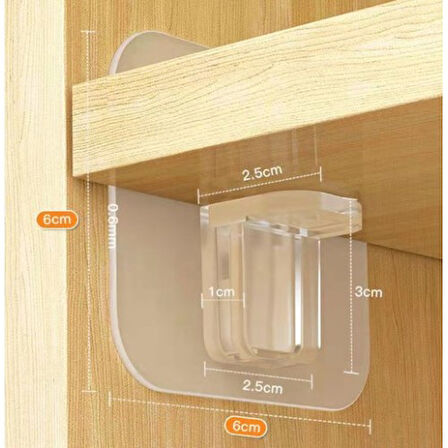 Büro Ev Ofis Mobilyası için 4ADET Yapışkanlı Raf Tutucu Seti