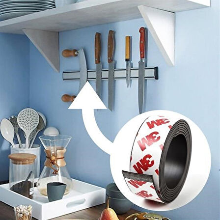 Büro Ev Ofis için 2x100CM Yapışır Şerit Rulo Mıknatıs Siyah Magnet