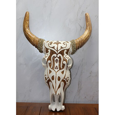 Büro Ev Ofis Dekoru için Ahşap Asmalı Bufalo Kafası Duvar Süsü Obje