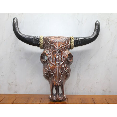 Büro Ev Ofis Dekoru için Ahşap Asmalı Bufalo Kafası Duvar Süsü Obje
