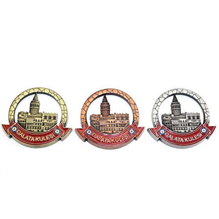 Büro Ev Ofis Dekoru için İstanbul Hediyesi Galata Kulesi Stil Oval Metal Magnet