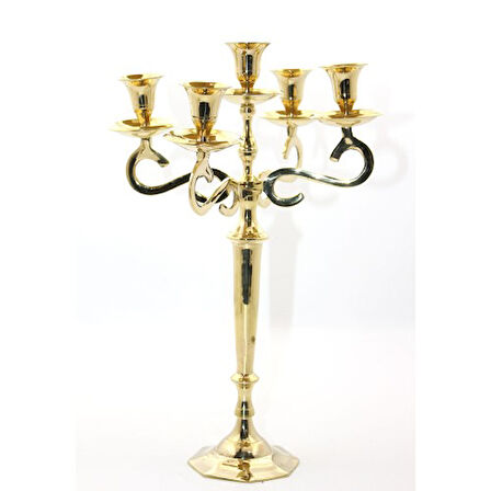 Büro Ev Dekoru için Pirinç Yapım Beşli Şamdan