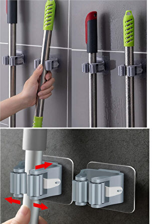 Büro Ev Ofis Banyosu için 4 Hazneli Kelebek Tip Mop Fırça Sap Tutucu Banyo Organizer
