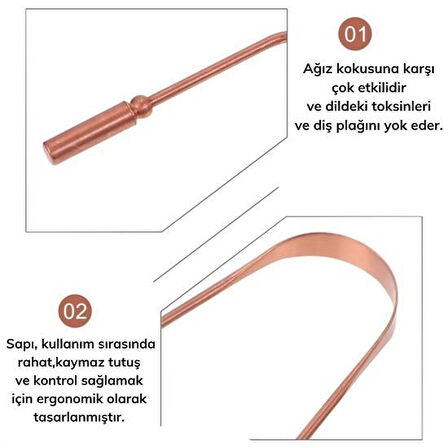 Büro Ev Ofis Personel Ağız Bakımı için Dil Fırçası Sıyırıcı Kaşığı Bakır Temizleme Aleti