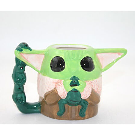 Büro Ev Ofis Hediyesi için Porselen Baby Yoda Temalı Kupa Bardak