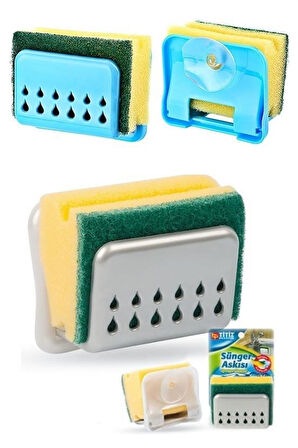 Büro Ev Ofis Mutfağı için Pratik Vantuzlu Bulaşık Süngeri Lavabo Askısı Aparatı