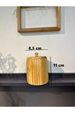 Büro Ev Ofis Mutfağı için 11x8CM Tekli Ahşap Bambu Kavanoz Saklama Kabı