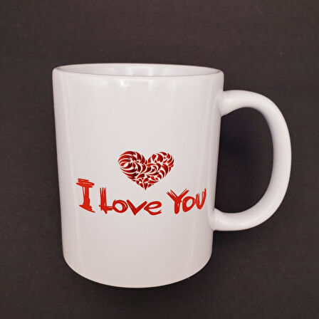 Büro Ev Ofis Hediyesi için I Love You Tema Baskılı Kupa Bardak