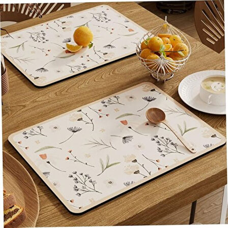 Büro Ev Ofis Sofra Keyfi için Tekli 40x30CM Çiçekli Kaymaz Amerikan Servisi Matı