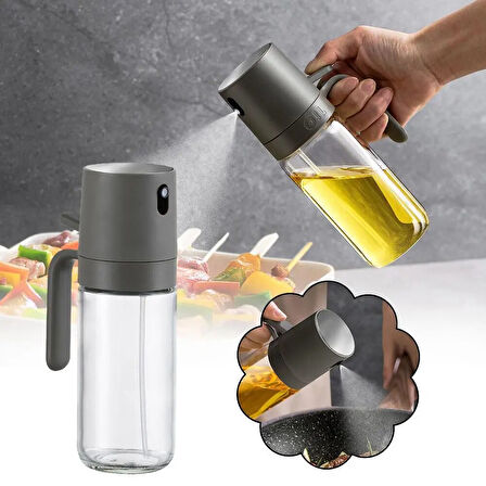Büro Ev Ofis Mutfağı için 250ML Kulplu Cam Yağ Limon Sos Sirke Püskürtür Spreyli Yağdanlık