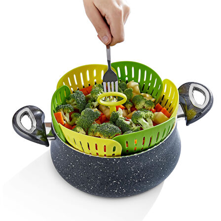 Büro Ev Ofis Mutfağı için Plastik Katlanır Buharda Pişirme Aparatı Haşlama Sepeti