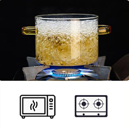 Büro Ev Ofis Mutfağı için Kapaklı Borosilikat Cam Tenceresi