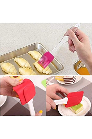 Büro Ev Ofis Mutfağı için 2PARÇA Silikon Spatula Pasta Börek Poğaça Yağ Fırçası Seti