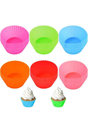 Büro Ev Ofis Mutfağı için 6ADET Mini Renkli Yıkanır Tırtıklı Cupcake Kek Muffin Hamur Kalıbı