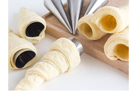 Büro Ev Ofis Mutfağı için 6PARÇA Paslanmaz Korneo Kornet Kurabiye Kalıbı