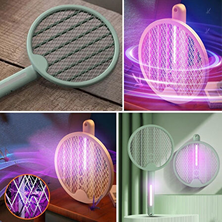 Büro Ev Ofis Yazlık için Usb Şarjlı Tenis Raketi Tip Masaüstü Gece Lambalı Sinek Kovucu