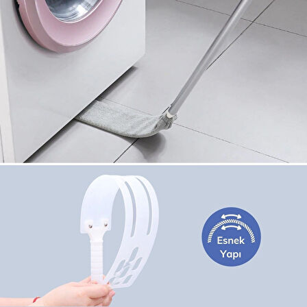 Büro Ev Ofis Yazlık Hijyeni için Saplı Mikrofiber Başlı Girintili Yüzey Toz Temizleme Mopu