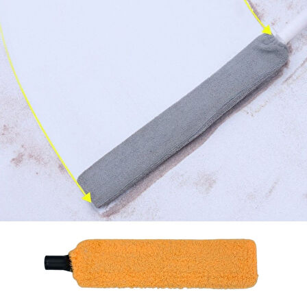 Büro Ev Ofis Yazlık Hijyeni için Saplı Mikrofiber Başlı Girintili Yüzey Toz Temizleme Mopu